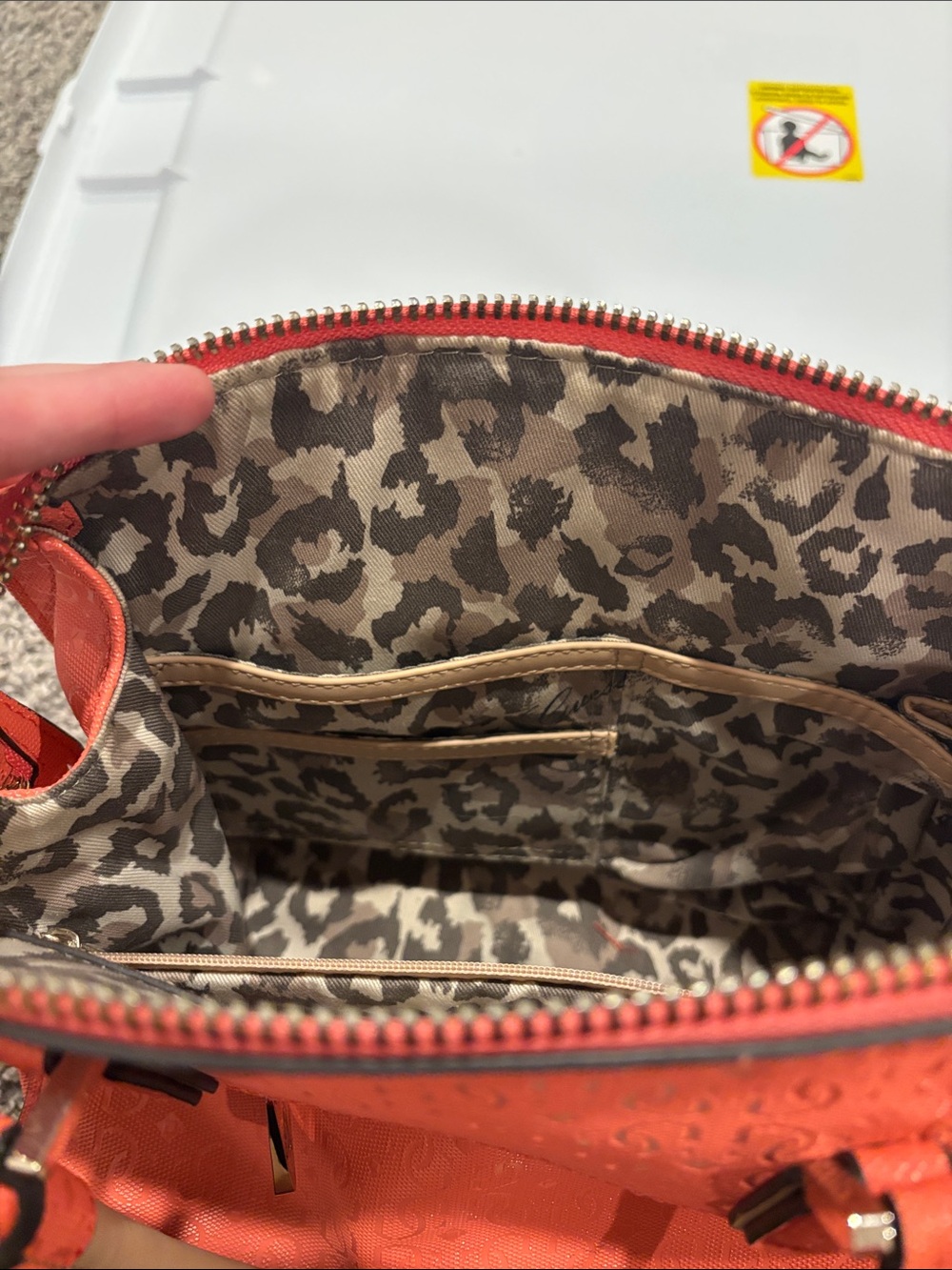 Guess Quilted Satchel in Coral Orange with Gold Hardware - Picture 8 of 8
